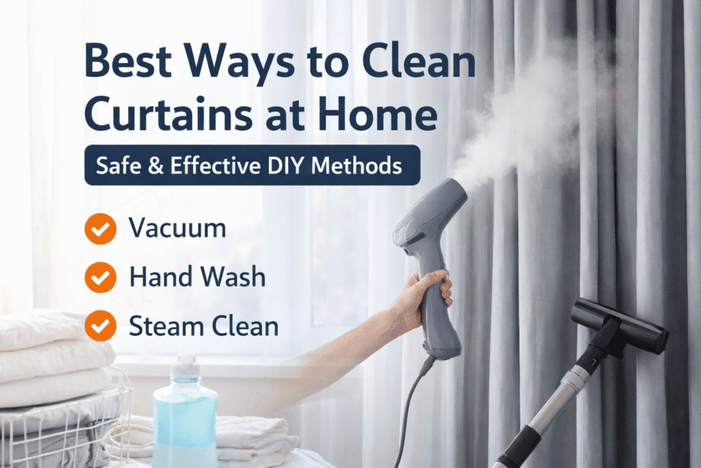 Best ways to clean curtains at home using vacuum hand wash and steam cleaning methods